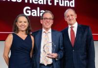 Lawrence Neubauer was honored with an award at Columbia’s annual Babies Heart Fund Gala, Katrina Armstrong and Jordan Orange presented the award.